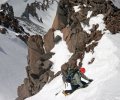 Climber ascending the Wine Glass chute on Casaval Ridge, Mt. Shasta.  Photo by Brent McGregor