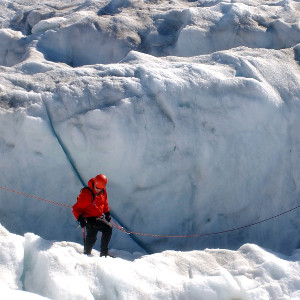 Climbers in crevasse