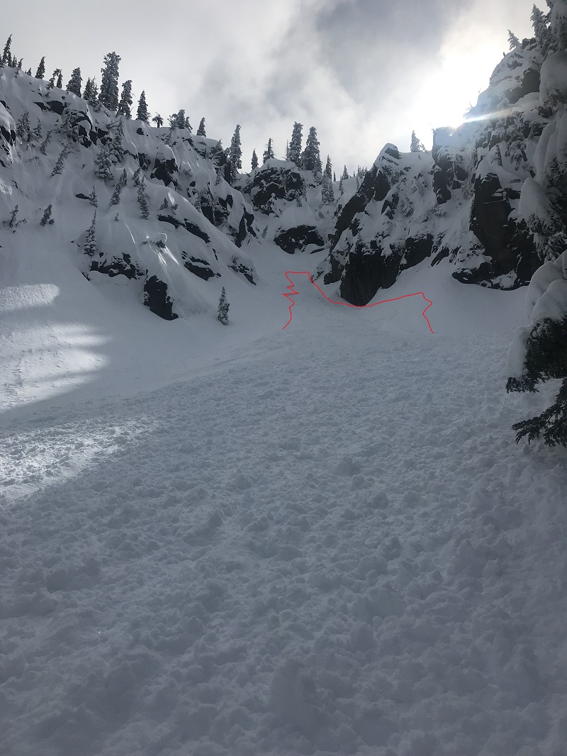Skier triggered wind slab on a north facing, 40 degree, 7,500 foot aspect