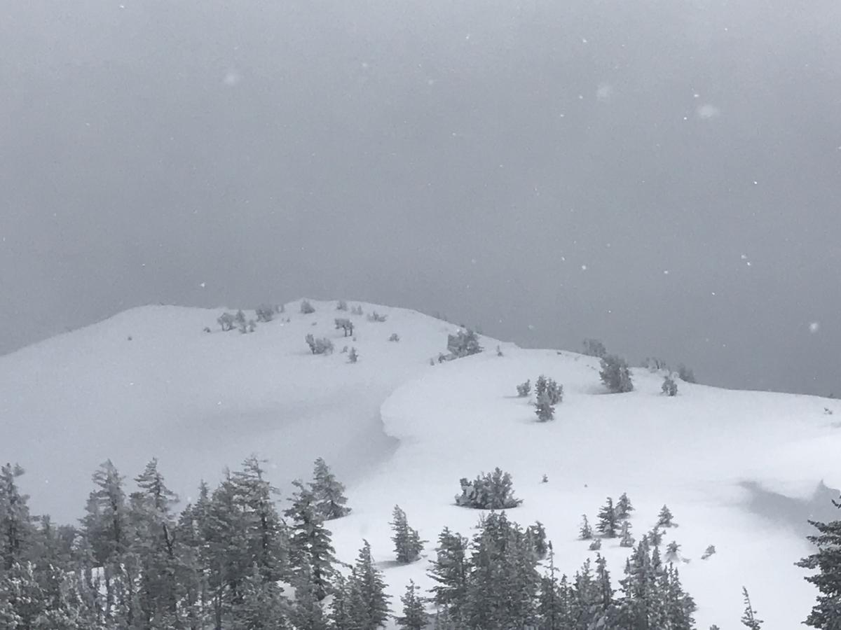 Ridgeline above Deadfall Lake, southwesterly wind loading leeward N-NE-E facing slopes