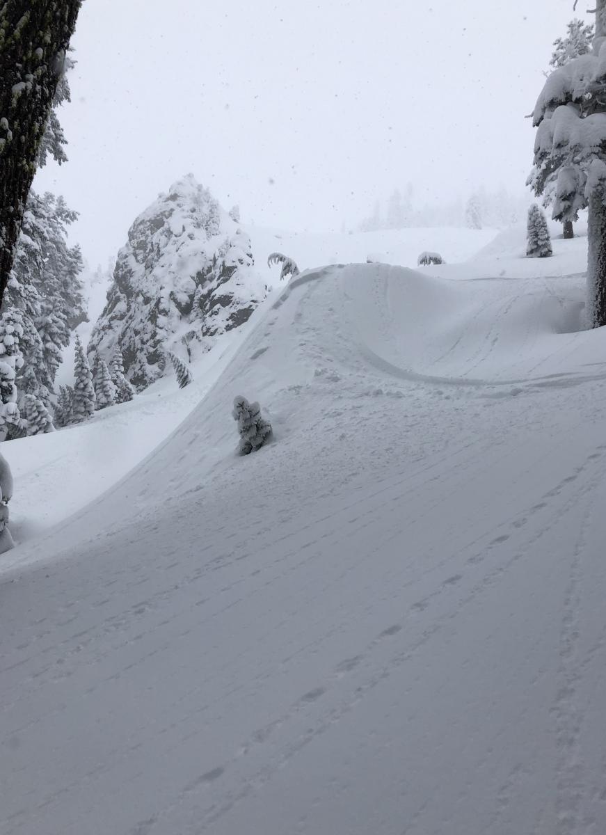 Cracking on density change on small test slope 7,000 Feet NW Gray Butte