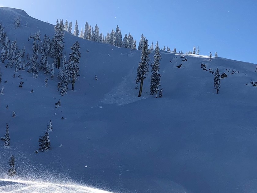 Skier triggered avalanche middle peak, Castle Lake