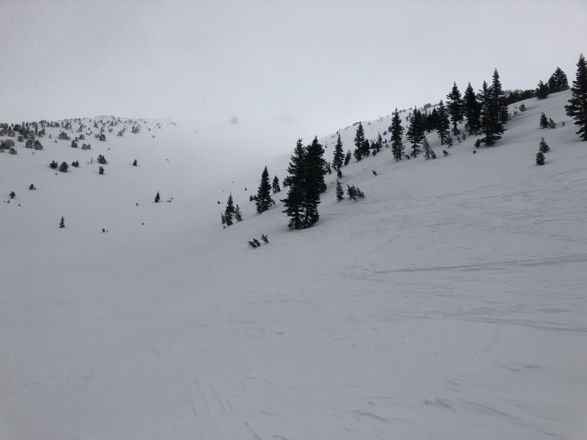 Low visibility on lower Casaval Ridge Low visibility on lower Casaval Ridge