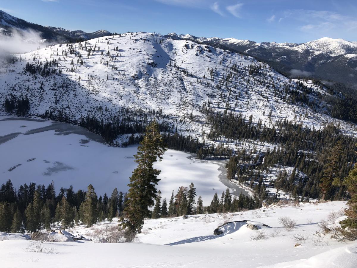 Castle Lake below, photo taken from Left Peak