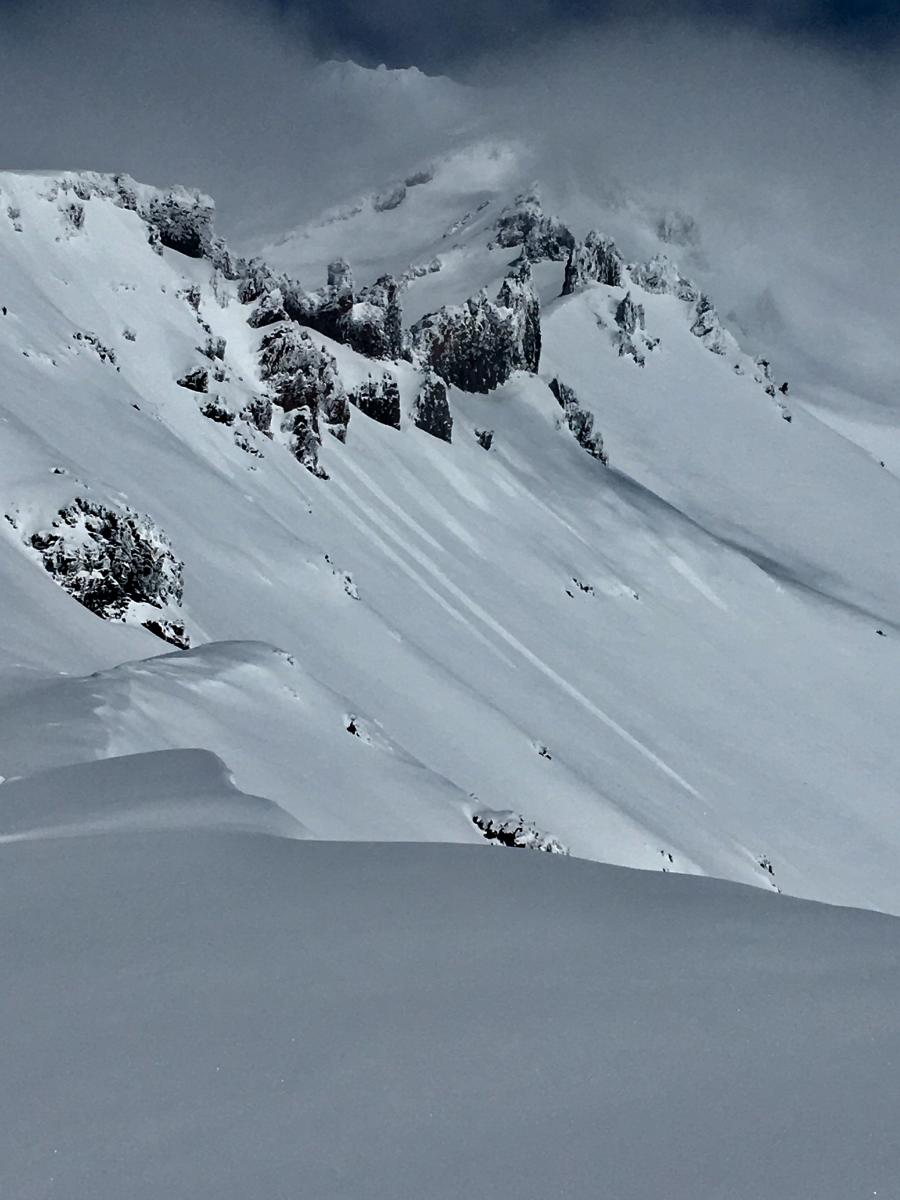 Top of Giddy Giddy, southside Mt Shasta, point releases a few days old