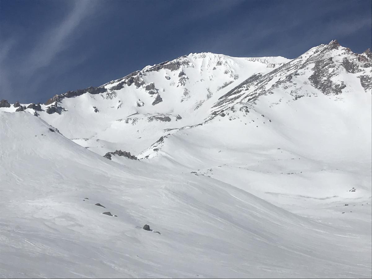 Old Ski Bowl and Avalanche Gulch split by Green Butte Ridge