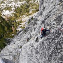 Climber ascending pitch 2