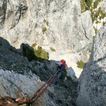 Rappelling from the summit