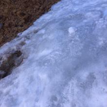 Patch of blue ice in Redbanks.