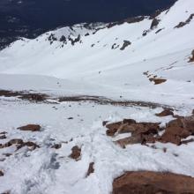 Looking down Avalanche Gulch from Thumb Rock