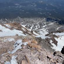 Looking from summit down route below. 