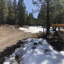 Looking uphill, 4.2 miles up Military pass, turned around here. Soft snow, poor traction even for 4x4