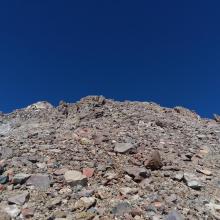 Around 13,000 feet the loose scree and talus gulley at the 