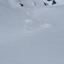 Old avalanche debris above Helen Lake from during the storm