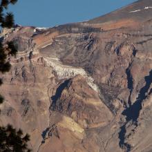 Konwakiton Glacier photographed from mud flow closure area on Forest Road 19.