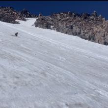 Descending in corn snow