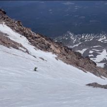 Descending in corn snow