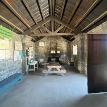 Inside the alpine hut.