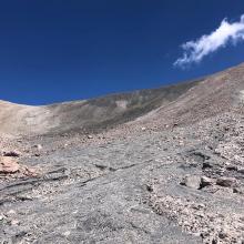 Mudflow coming down from the saddle at Cascade Gulch. 