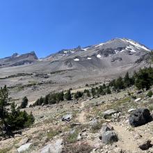 Looking up at the Clear Creek route from the trail. 