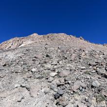 Looking up towards the headwall. 