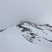 Nearing the confluence of Green Butte and Sargents ridge lines. Poor visibility