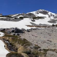 Spring is running at 8500' Camp 