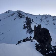 Snow coverage on upper Casaval Ridge