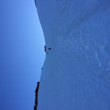 Looking up Avalanche Gulch toward Redbanks, photo taken near The Heart 