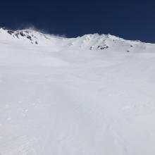 Looking up at Avalanche Gulch from 50/50 ~ 9500 Feet