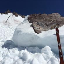 ROCK! You will not miss this huge piece of rock that calved off of Casaval Ridge at the end of April, and slid down near 50/50 Flat below Lake Helen. It registered on the richter scale!