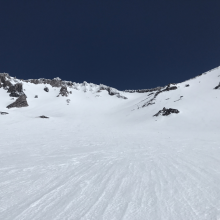 Firm surfaces 11,500'. Looking up at the heart