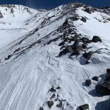 Looking up Green Butte ridge from mid-mountain