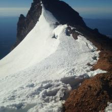 The Konwakiton bergschrund where it meets Redbanks. STAY OFF! Warm days = weak snow bridges. 6-25-15