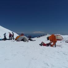 Climbers camp at Lake Helen 10,400 feet