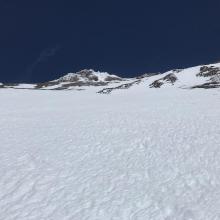 Snow coverage above cross-over near the upper route 