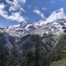 View of the upper mountain from the trail