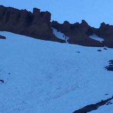 Redbanks Chutes, the left chute still has snow through it, but not for long! 7/25