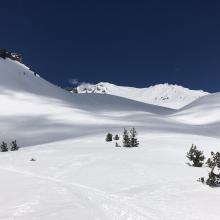 Looking up at Avalanche Gulch from Spring Hill