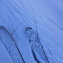 cracking on a northwest wind loaded slope near treeline 