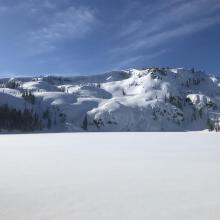 looking across the lake at middle peak