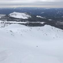 looking down into powder bowl