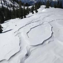 surface clues indicating previous strong northerly winds 