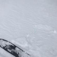 Cracking of wind slab on snow pillow below treeline 