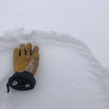 New snow atop thin ice layer