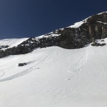 A couple loose wet slides off the easterly aspect of Green Butte