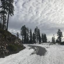 The one dry patch above gate on Everett Memorial Hwy. All snow past here.