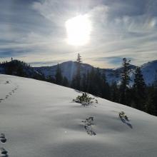 Conditions along ridge to Left Peak