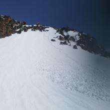 Old D1 wet loose avalanche, west facing aspect, 8,200 ft