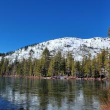 Right Peak, obstacles caked in a rock solid snow pack